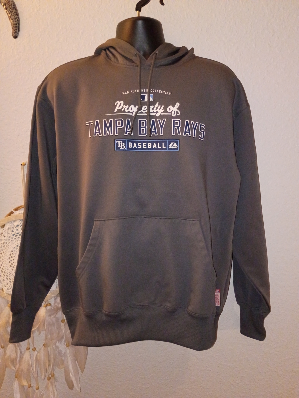 Majestic Gray Tampa Bay Rays Pullover Hoodie